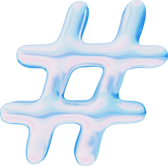 3D Chrome Hashtag Symbol